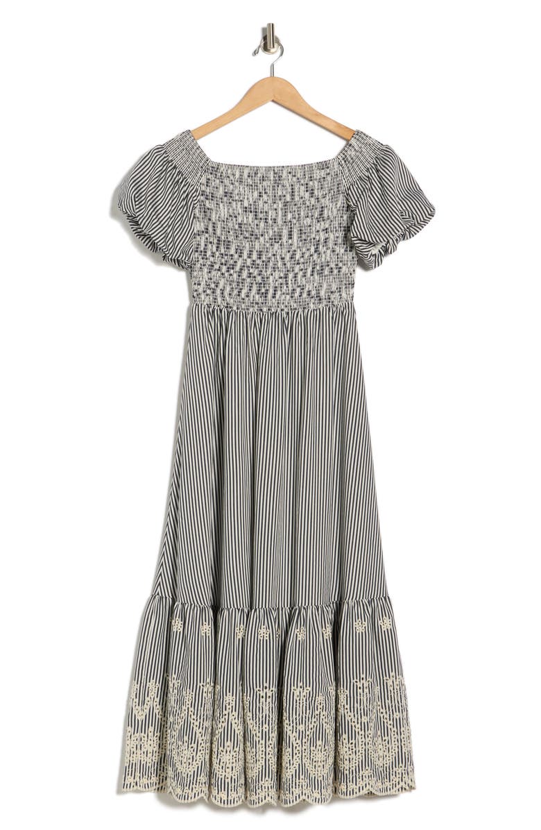 FLYING TOMATO Striped Midi Dress, Main, color, Navy White