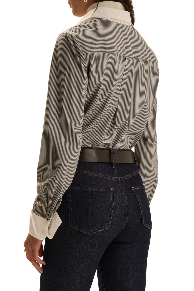 The Cuffed Statement Button-Up Shirt, Alternate, color, CHARCOAL STRIPE