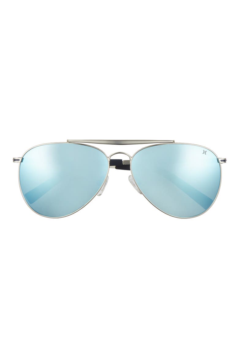 Shorebreak 60mm Polarized Aviator Sunglasses, Main, color, SILVER/ SMOKE
