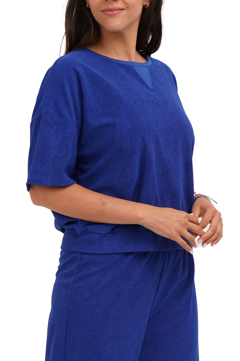 Terry V-Insert Short Sleeve Top, Alternate, color, BLUE