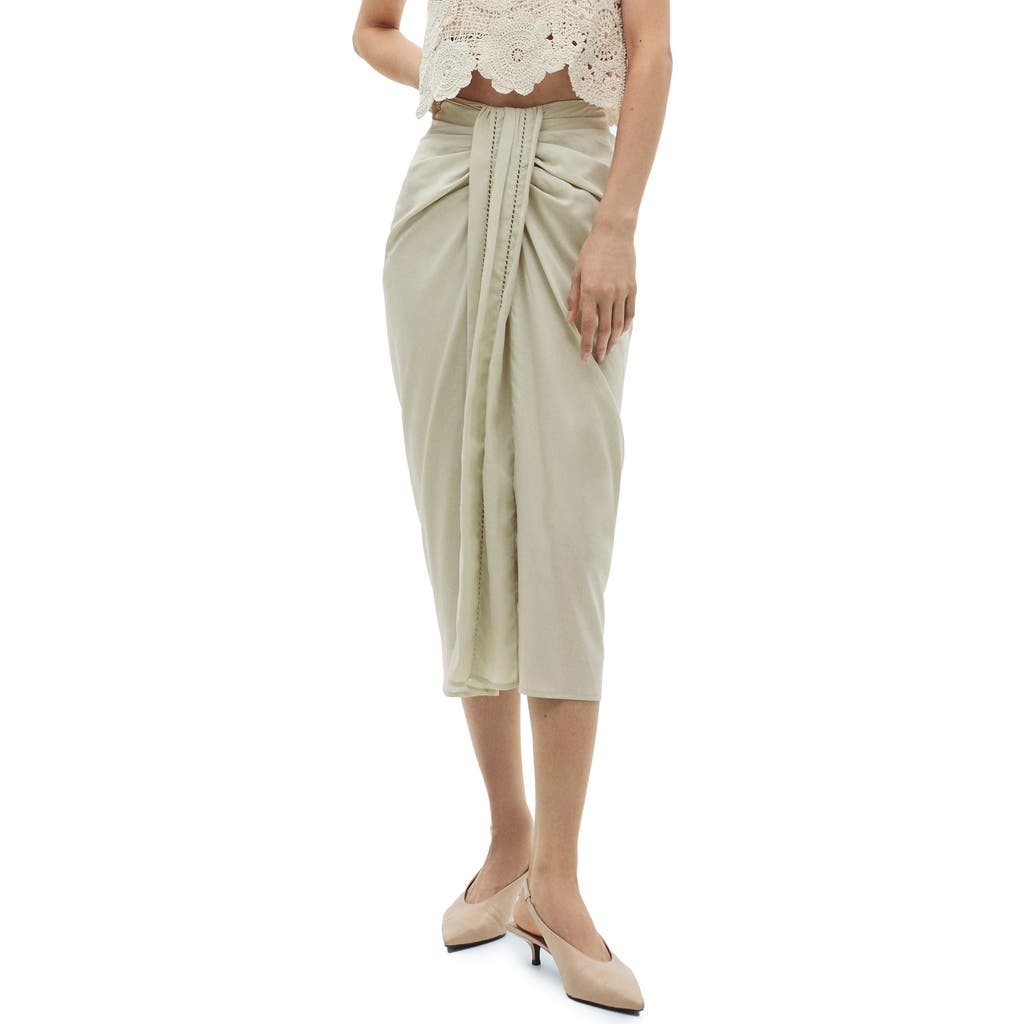 Mango Draped Midi Skirt Aqua Green In Aqua Green