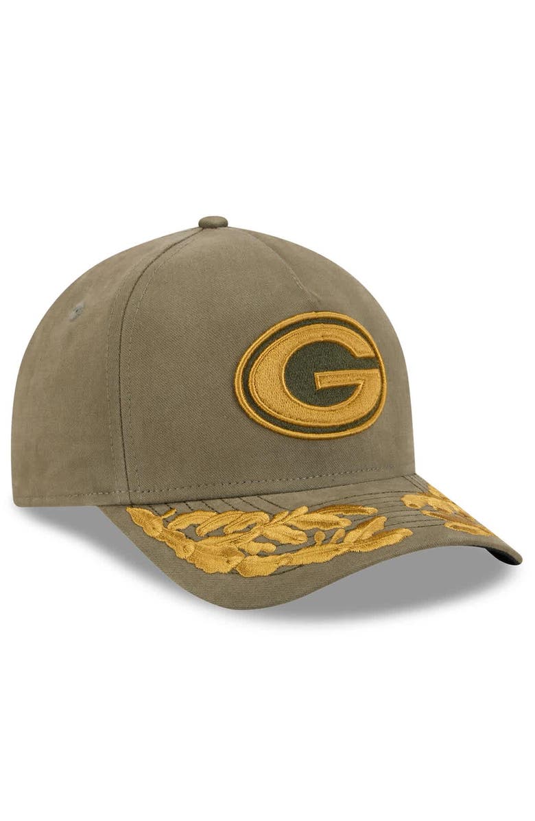 New Era x Alpha Industries Men's New Era x Alpha Industries  Olive Green Bay Packers A-Frame 9FORTY Adjustable Hat, Alternate, color, Olive