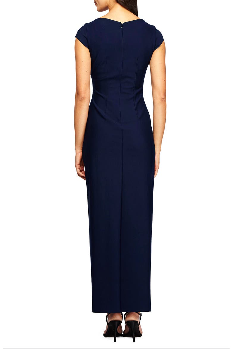 Contour Collection Embellished Jersey Column Formal Gown, Alternate, color, NAVY