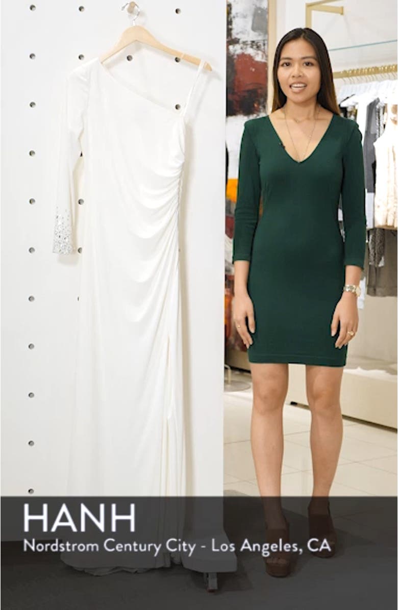 One-Sleeve Side Ruched Evening Dress, sales video thumbnail
