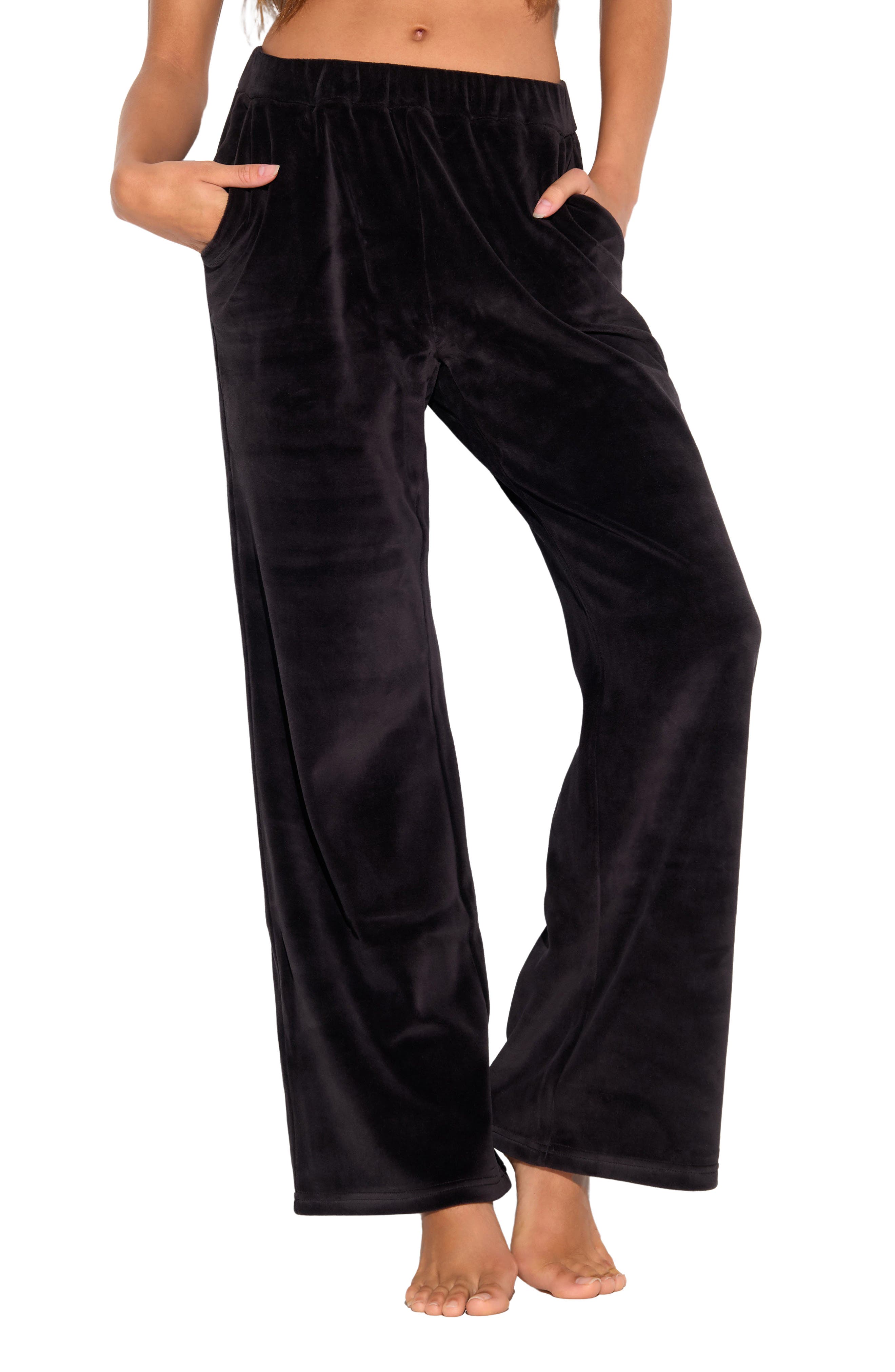 Spiritual Gangster Mauve Velour Sweatpants In Black