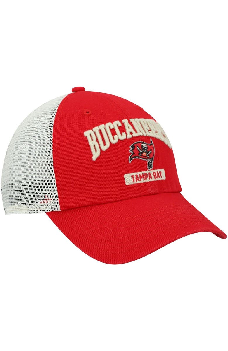 '47 Men's '47 Red/White Tampa Bay Buccaneers Morgantown Trucker Clean Up Snapback Hat, Alternate, color, Red