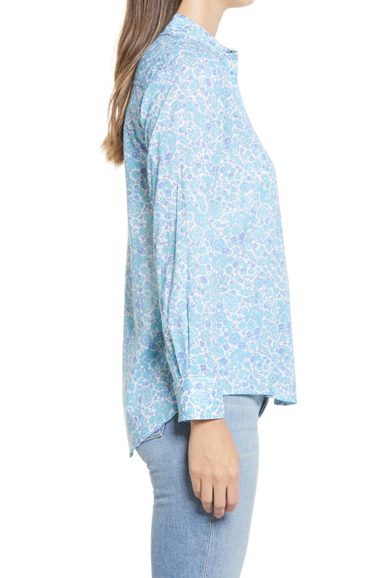 Among the Flowers Chilmark Button-Up Cotton Shirt, Alternate, color, AQUA HAZE