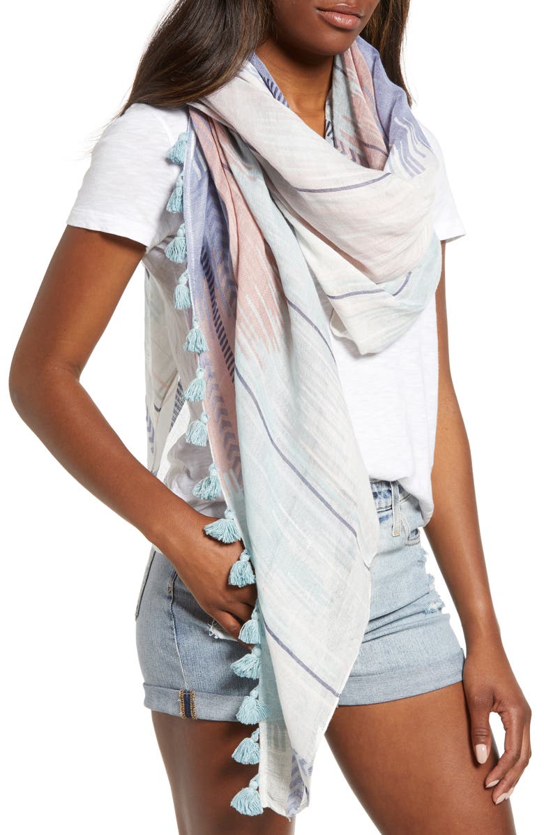 Caslon<sup>®</sup> Caslon Ikat Stripe Linen Blend Scarf, Main, color, 