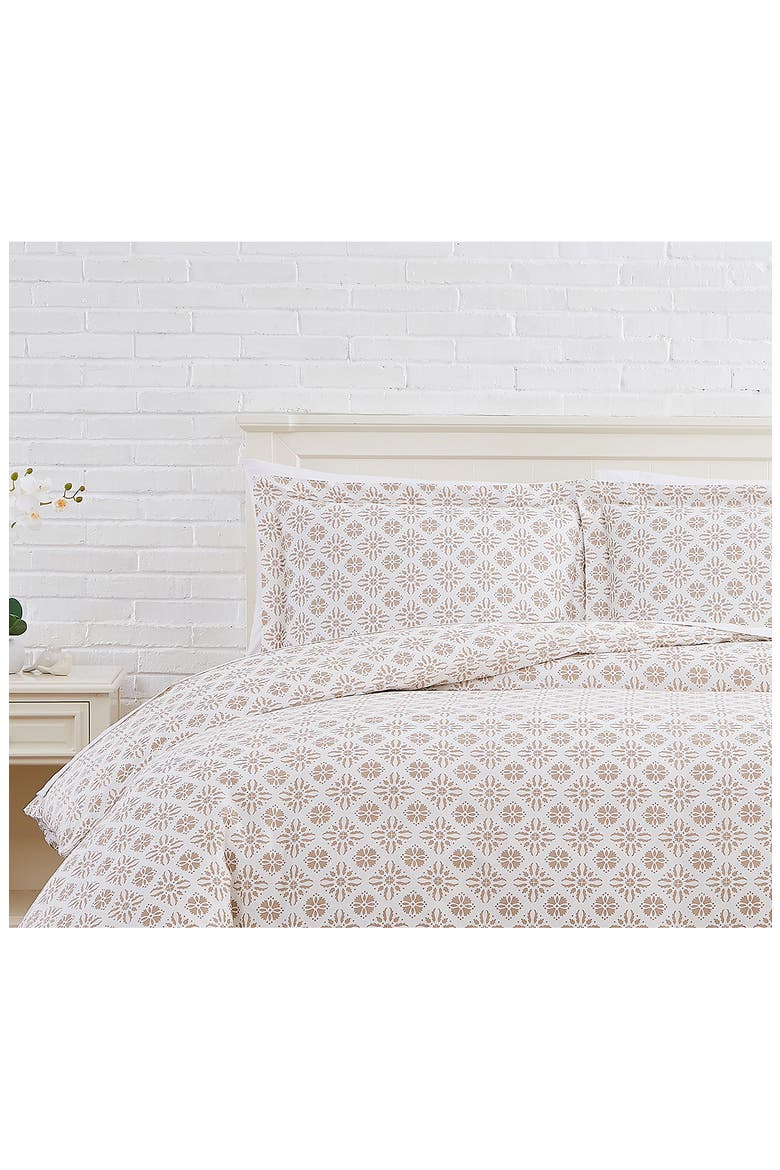 Premium Collection 300 Thread-Count Long Staple Cotton Oversized Duvet Cover Set, Alternate, color, AZTEC DREAMS TAUPE