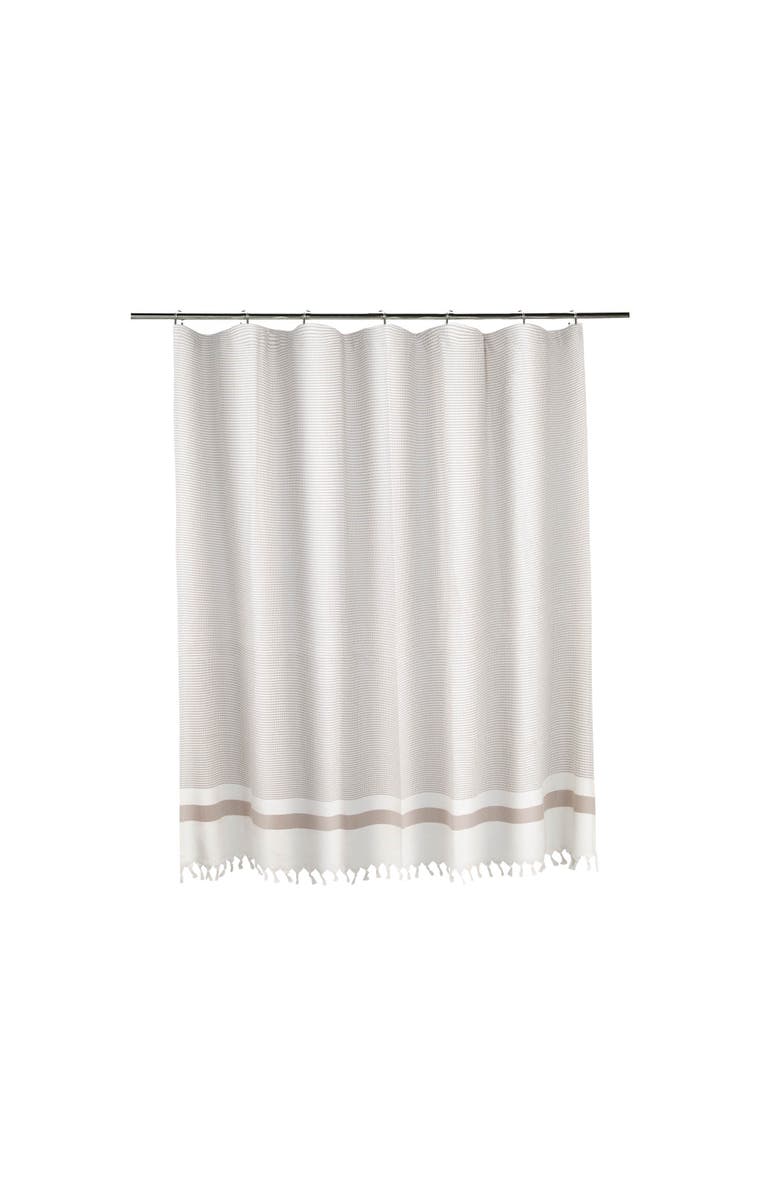 Olive & Linen Pixel Shower Curtain, Main, color, Beige