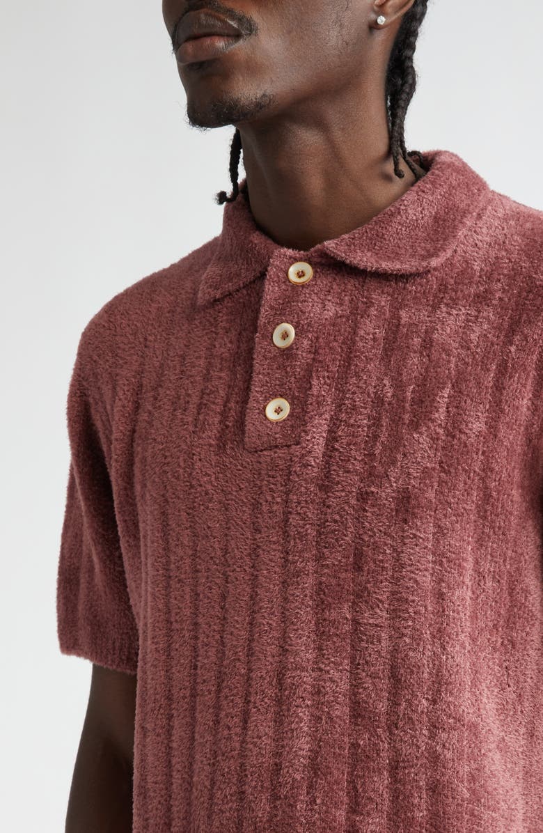 The Elder Statesman Chenille Rib Polo Sweater, Alternate, color, 