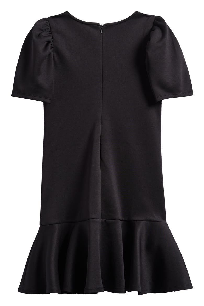 Kids' Flippy Knit Bow Dress, Alternate, color, BLACK