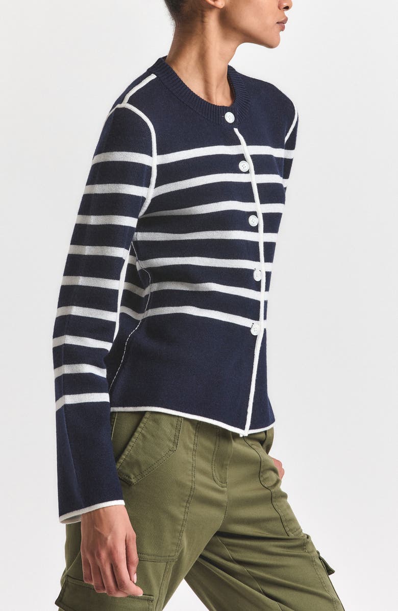 Derek Lam 10 Crosby Mariana Reversible Button-Up Sweater, Alternate, color, White/ Navy