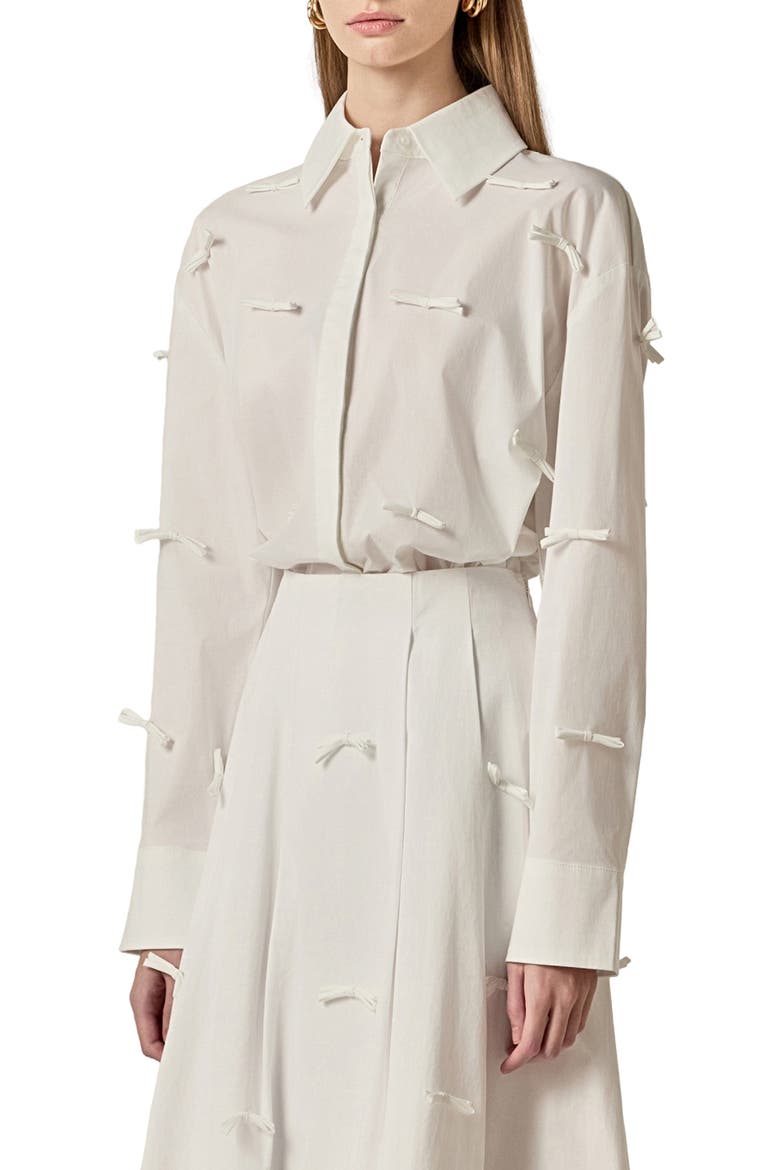 Bow Detail Tunic Shirt, Alternate, color, WHITE