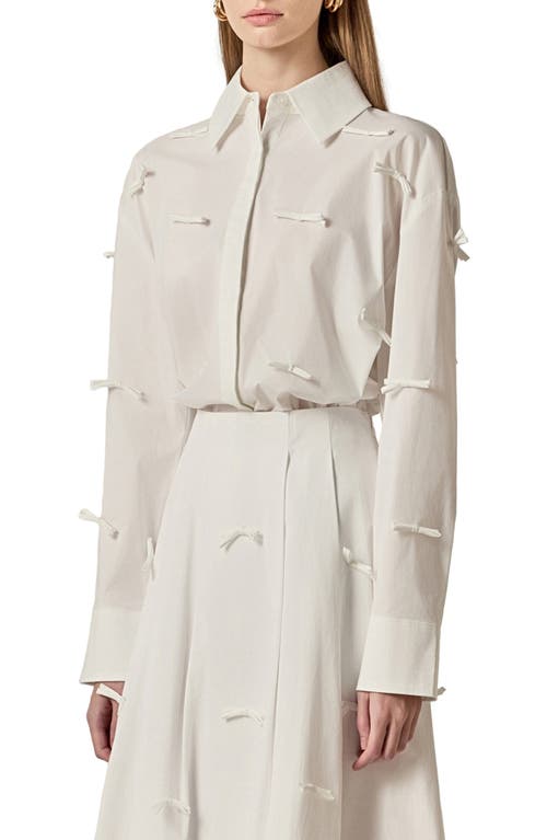 English Factory Bow Detail Tunic Shirt In White