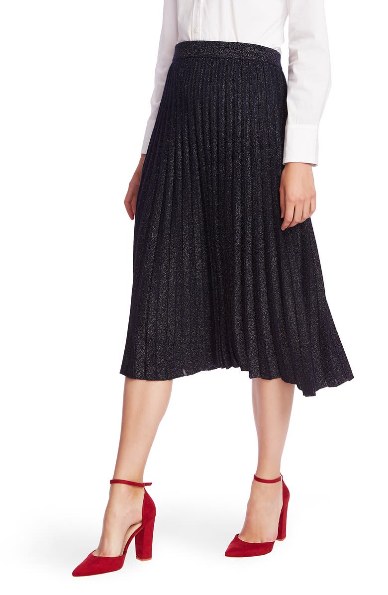 Court & Rowe Pleated Metallic Knit Midi Skirt, Alternate, color, 