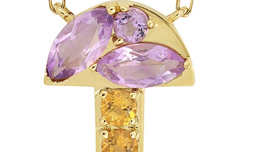 Bony Levy 14k Yellow Gold Amethyst & Citrine Mushroom Pendant Necklace In Gold
