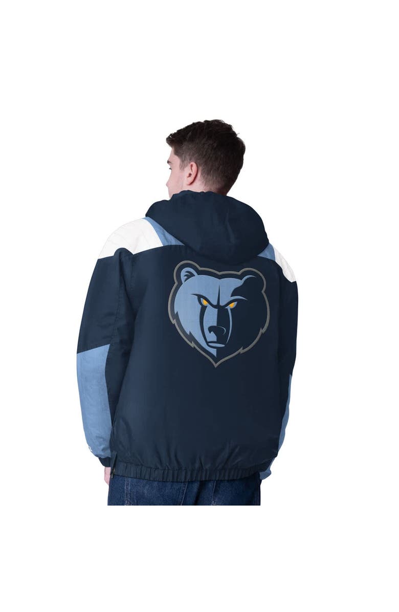 STARTER Men's Starter  Navy/Blue Memphis Grizzlies Charger Half-Zip Pullover Jacket, Alternate, color, 