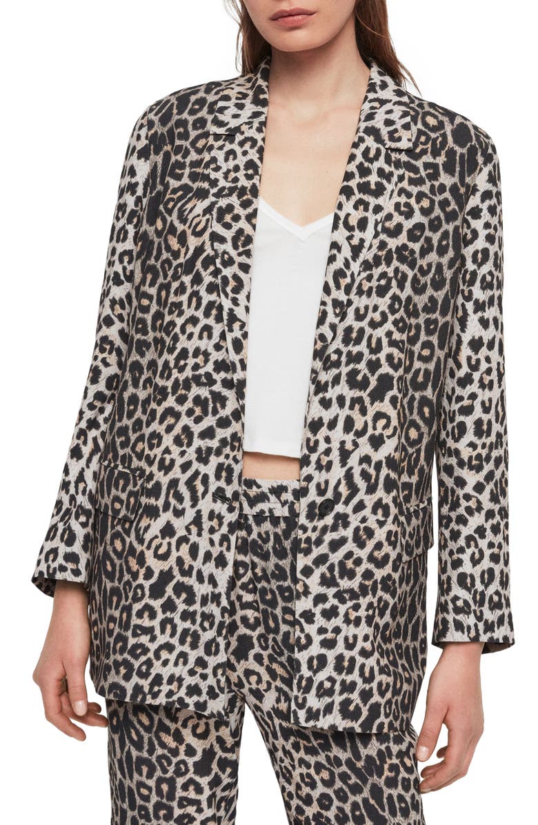 AllSaints Neve Leopard Print Blazer, Main, color, 