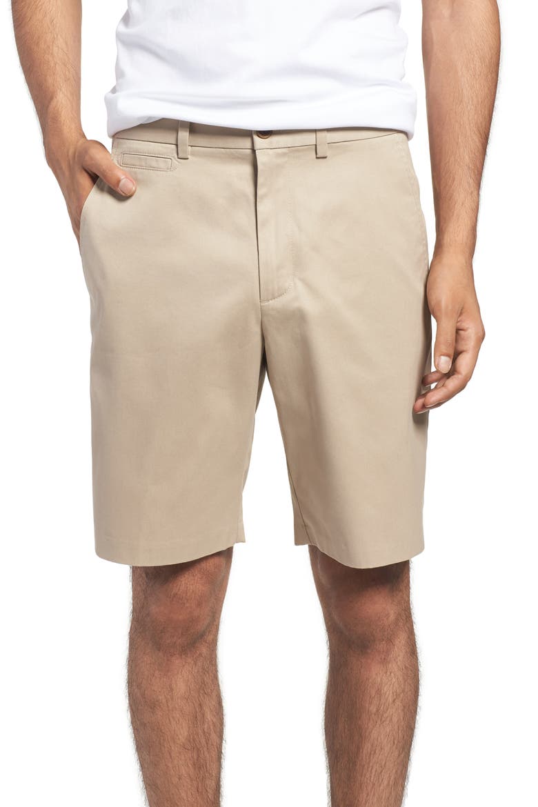 Nordstrom Smartcare™ Flat Front Shorts, Main, color, TAN
