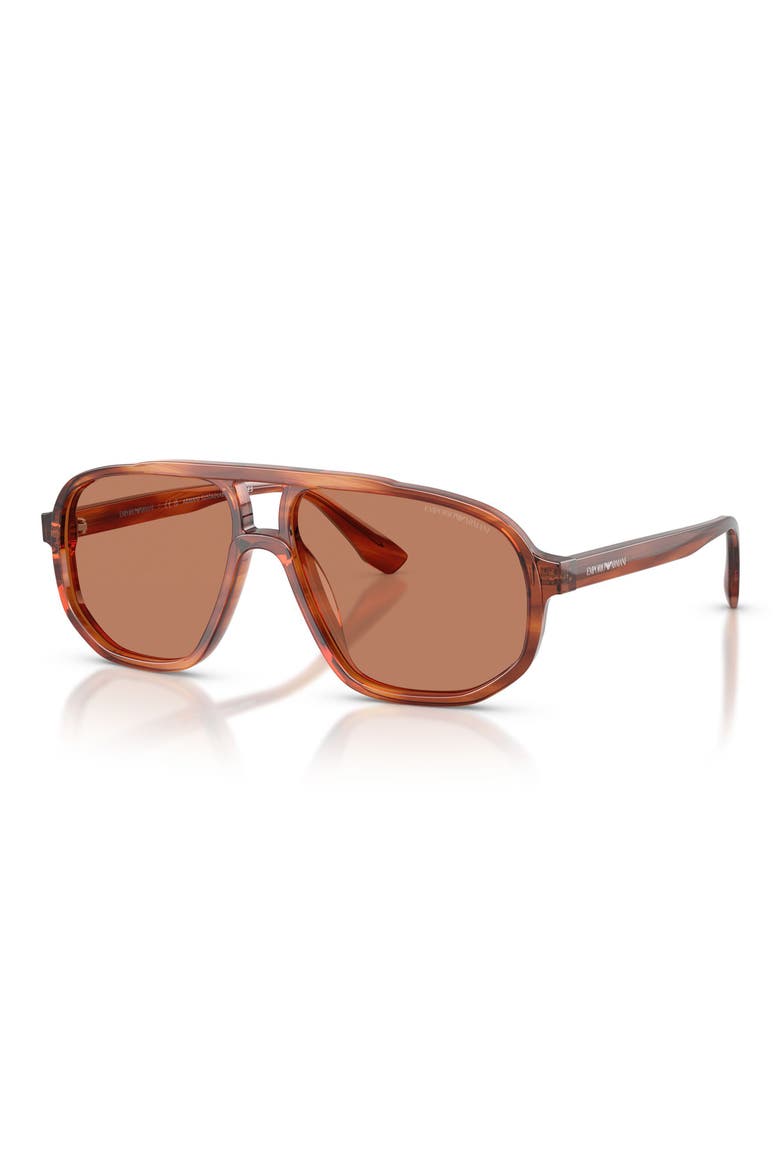 57mm Pilot Sunglasses, Alternate, color, STRIPED DARK BROWN / BROWN