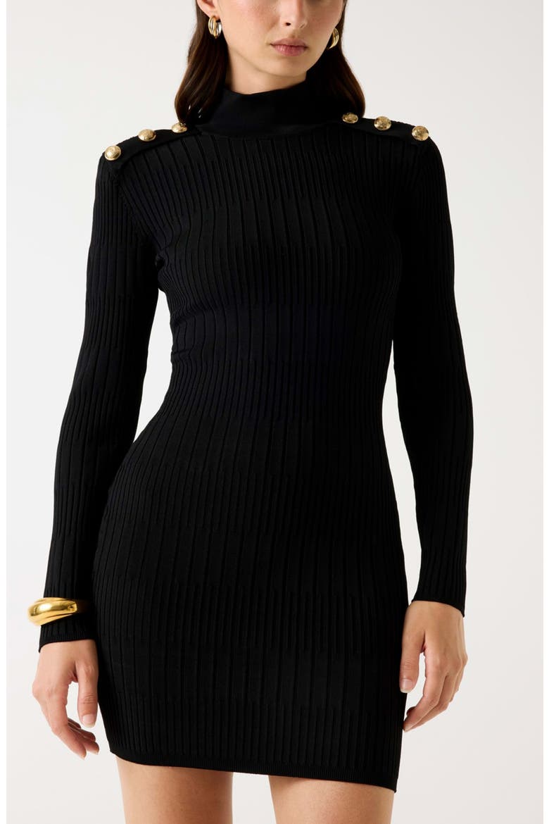 Janet Long Sleeve Rib Sweater Dress, Alternate, color, JBLACK-BLACK