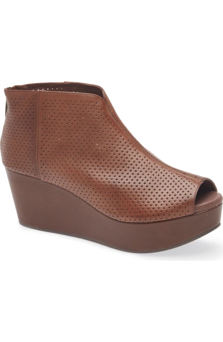 Chocolat Blu Walee Peep Toe Platform Bootie, Main, color, Dark Brown Leather