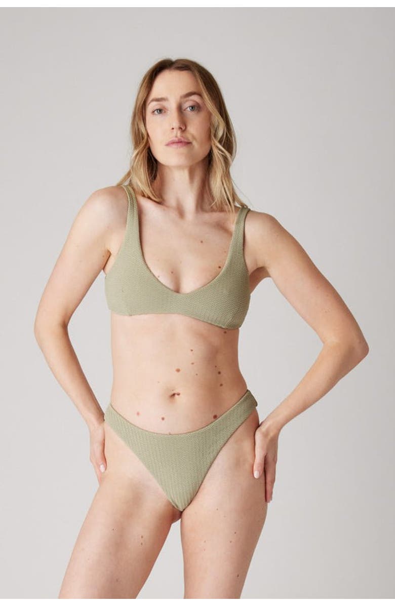 LONDRE BODYWEAR The Sleek Scrunch Bottoms - Ripple, Alternate, color, Soft Olive Ripple