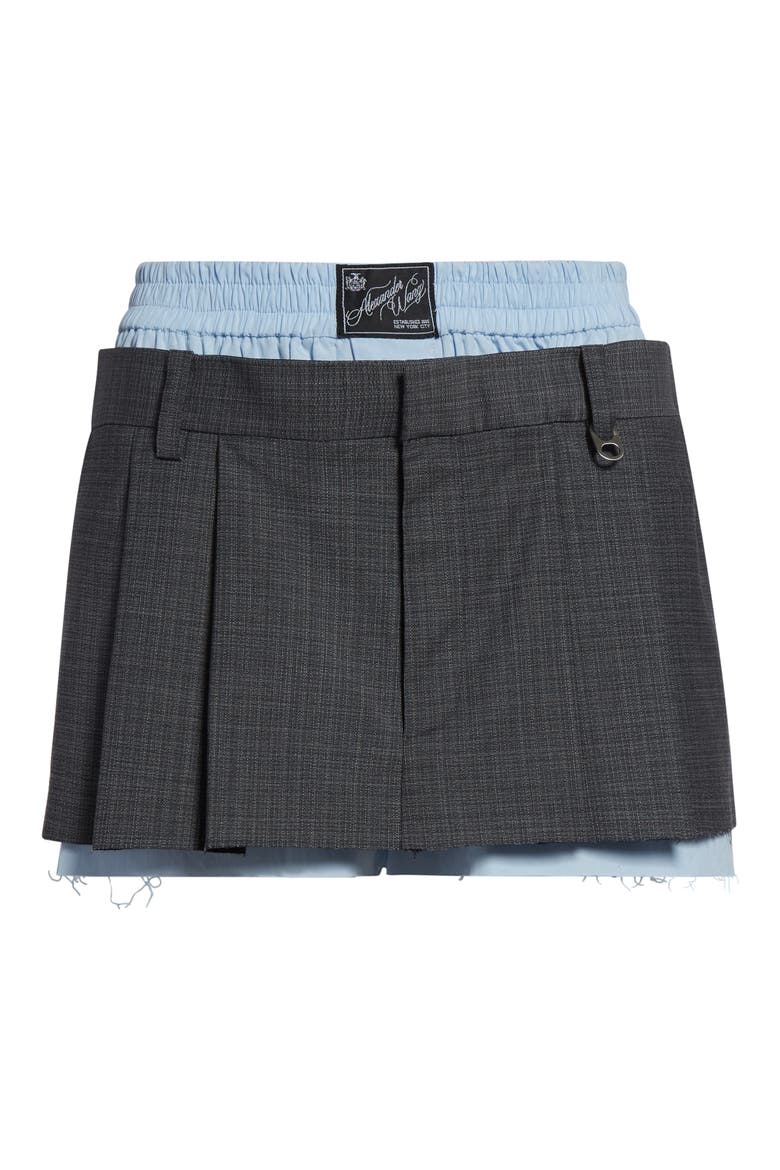 Prestyled Pleated Skort with Detachable Chain Detail, Alternate, color, GREY MELANGE/ OXFORD BLUE