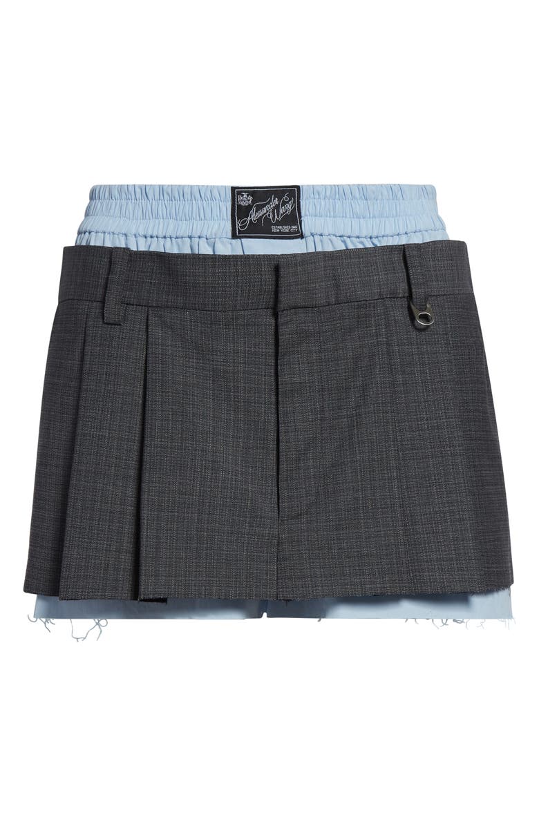 Alexander Wang Prestyled Pleated Skort with Detachable Chain Detail, Alternate, color, Grey Melange/ Oxford Blue