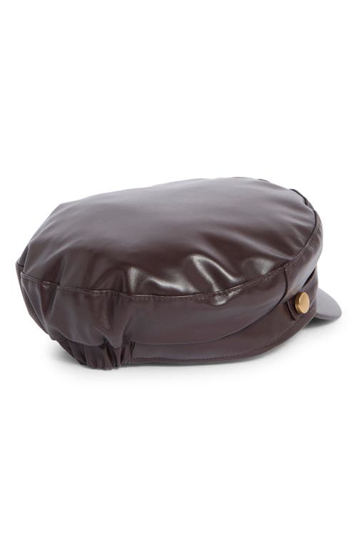 Vince Camuto Faux Leather Conductor Hat In Brown