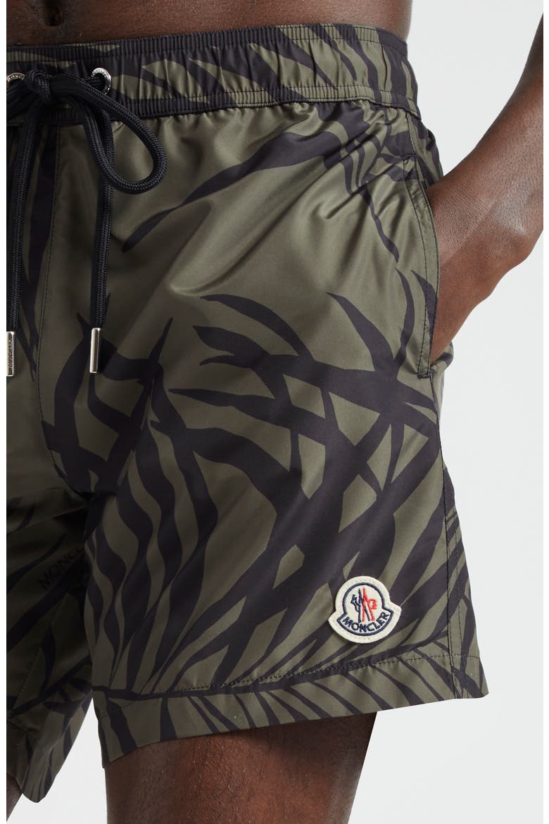 Palm Print Swim Trunks, Alternate, color, OLIVE PRINT