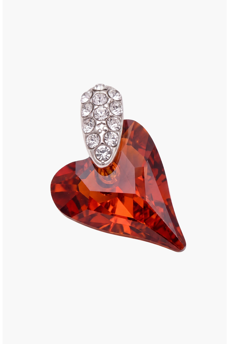 Dangle Crystal Heart Earrings, Alternate, color, Red