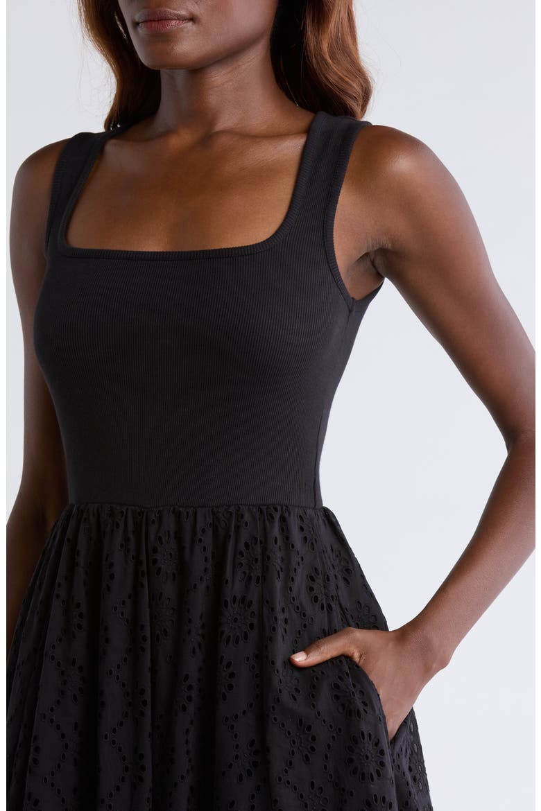 Morel Eyelet Sleeveless Maxi Sundress, Alternate, color, BLACK