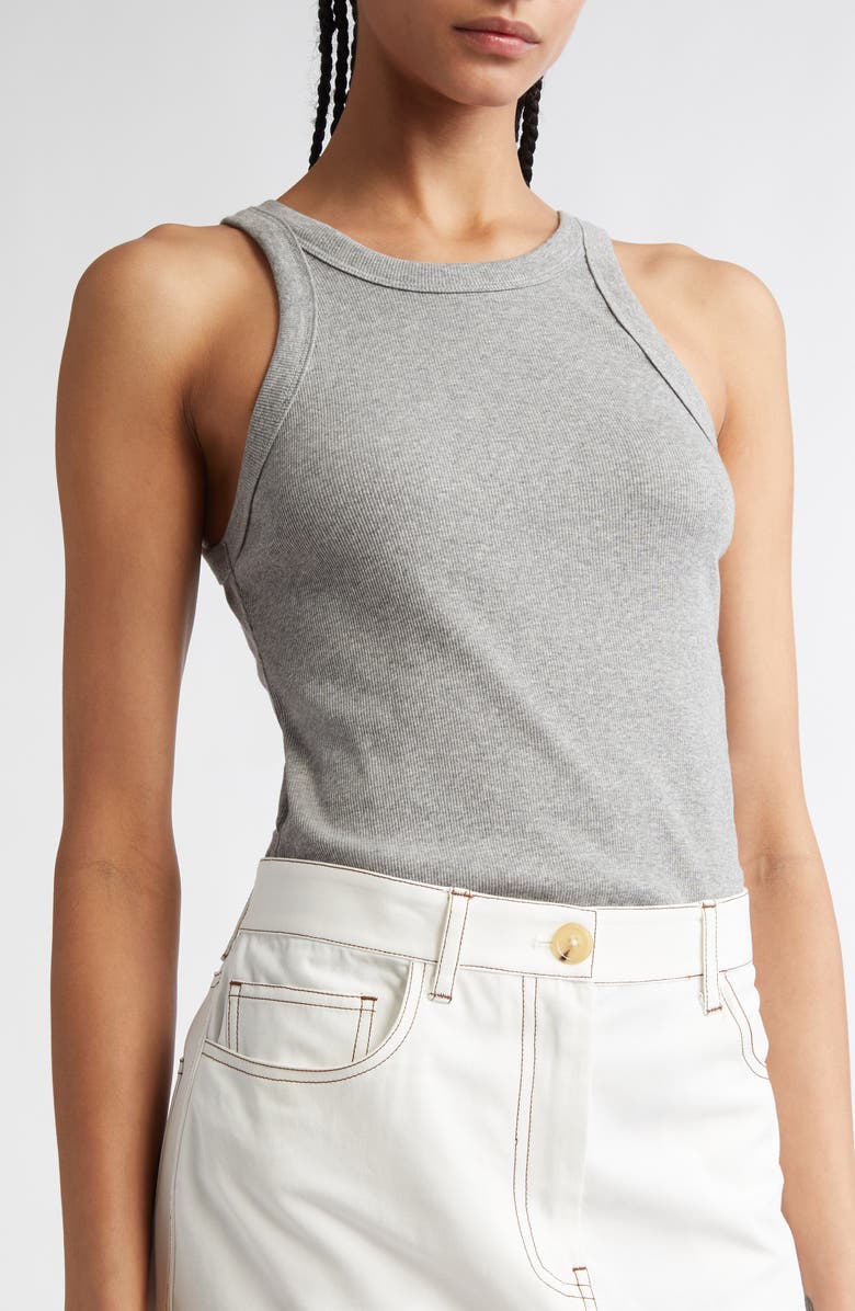 TOTEME Curved Rib Tank Top, Alternate, color, Grey Melange 074