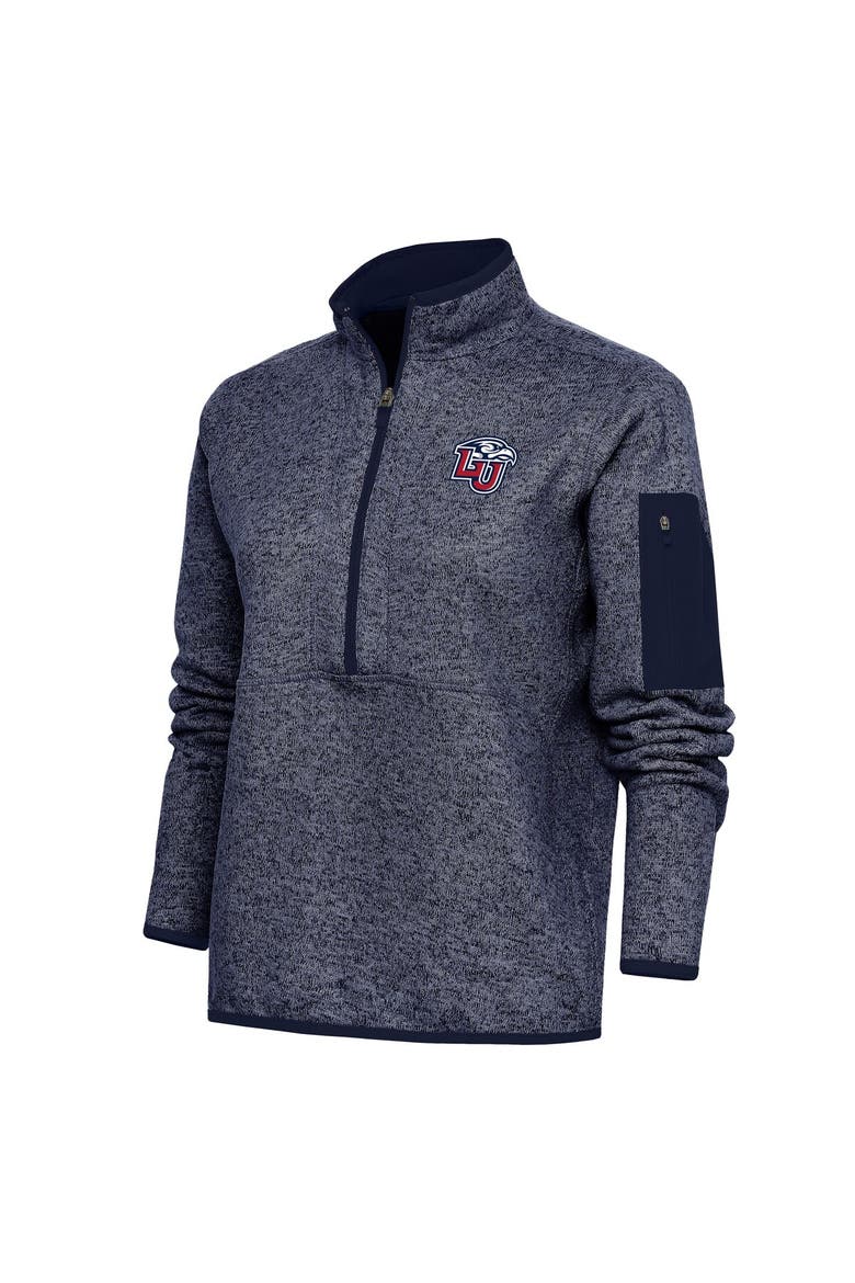 Women's Antigua  Heather Navy Liberty Flames Fortune Half-Zip Jacket, Main, color, Heather Navy