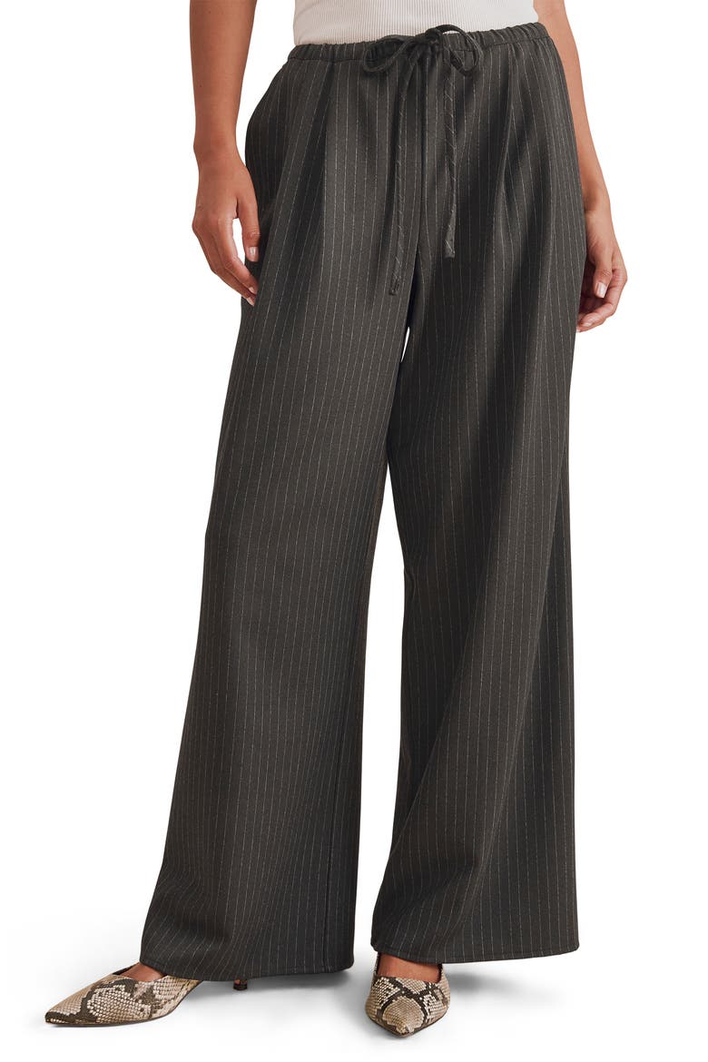 Valerie Pinstripe Wide Leg Pants, Main, color, CHARCOAL GREY PINSTRIPE