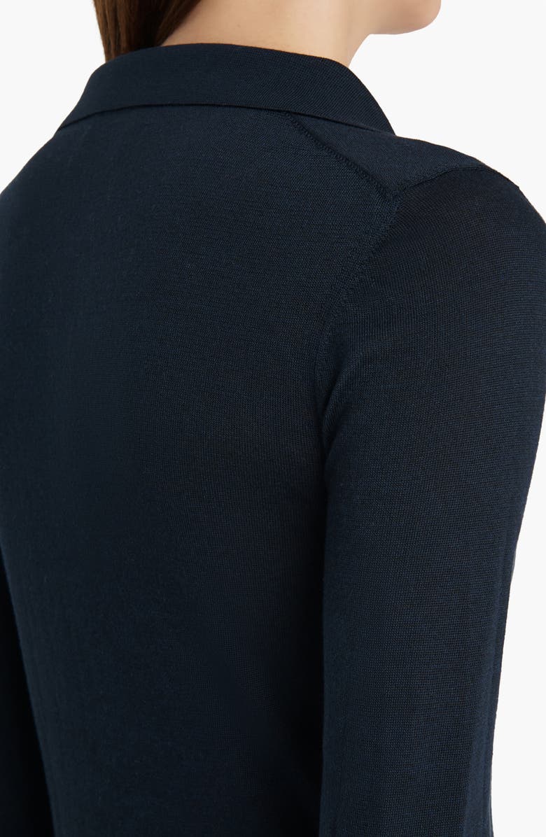 Khaite Mikel Wool Blend Polo Sweater, Alternate, color, Midnight Navy