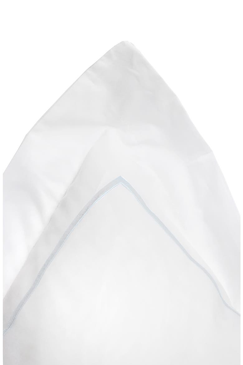 Set of 2 Single Embroidered Line 300 Thread Count 100% Cotton Euro Shams, Alternate, color, WHITE
