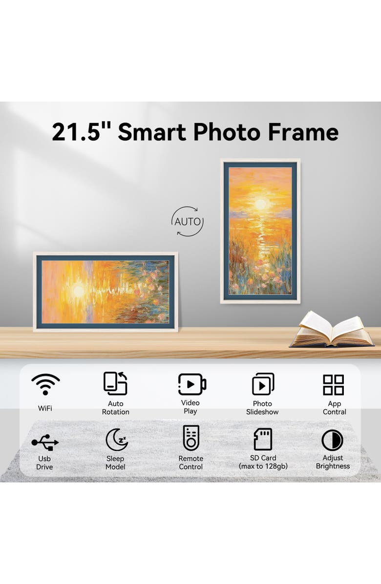 Eco4Life 21.5" WiFi Art Photo Frame, Alternate, color, White