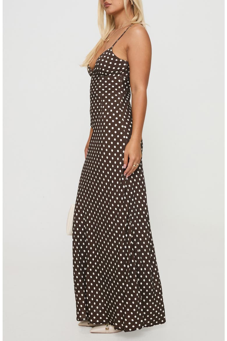 Jorjana Polka Dot Maxi Dress, Alternate, color, BROWN / WHITE