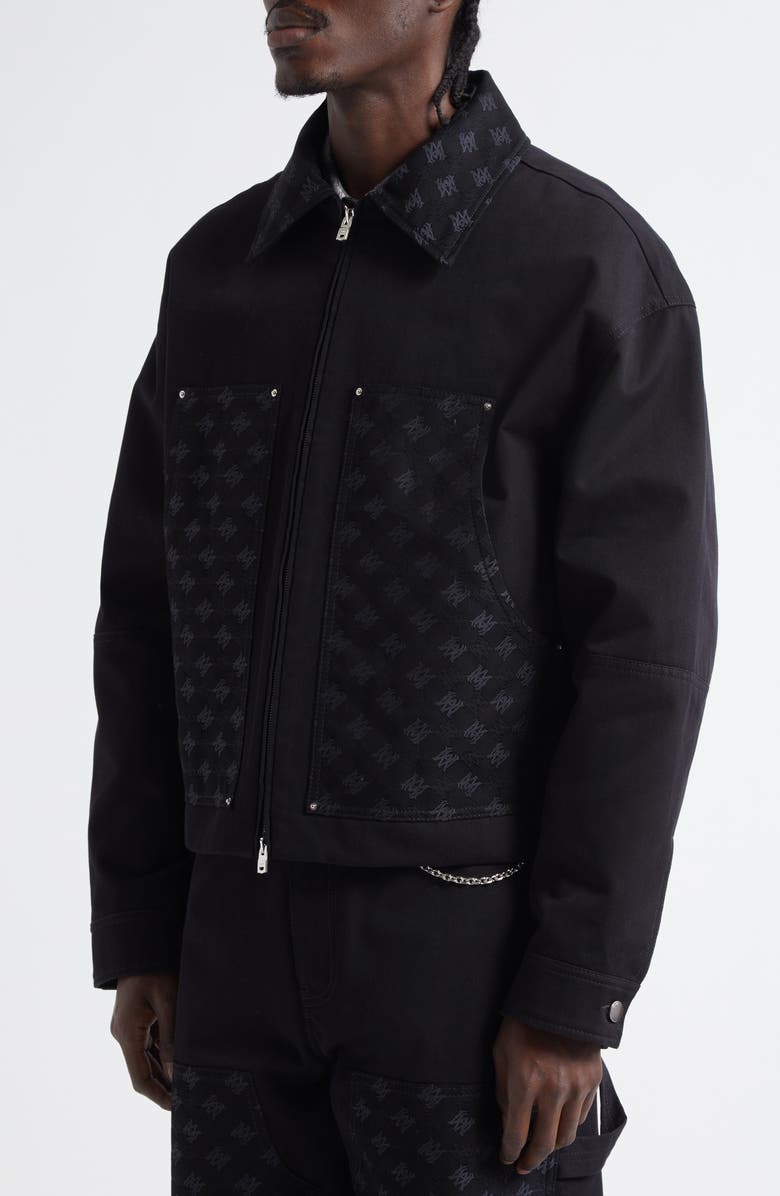 AMIRI MA Quad Jacquard Cotton & Wool Work Jacket, Alternate, color, Black