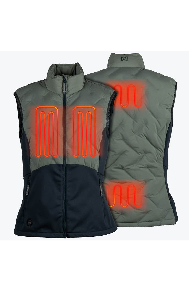 Mobile Warming Women's Natural Down Hybrid Heated Vest, Alternate, color, Sage/Olive