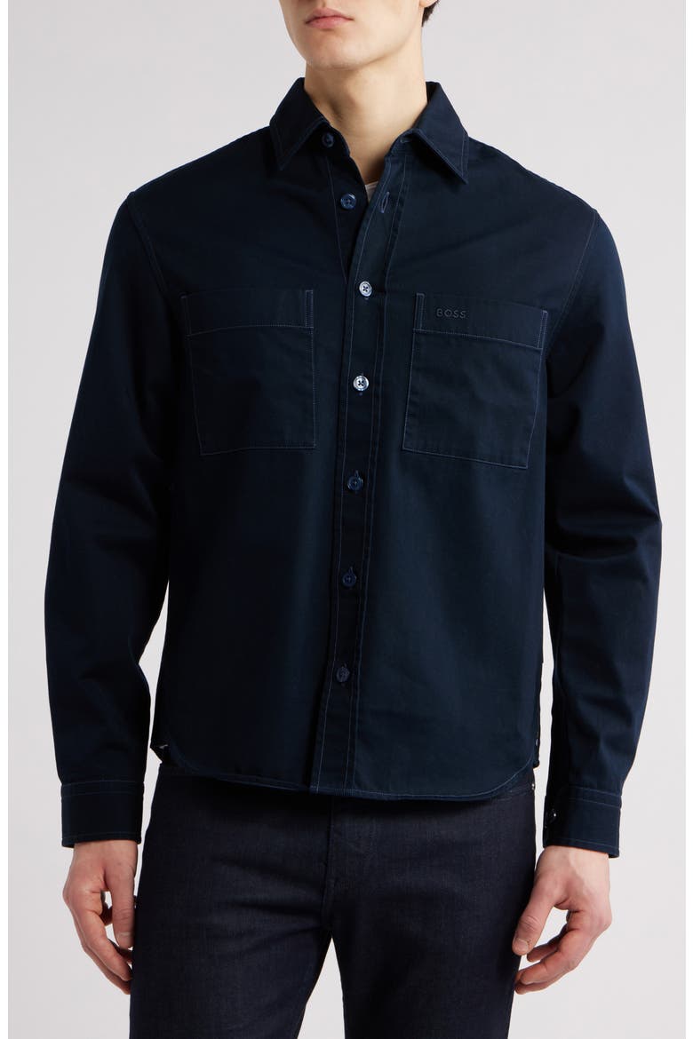 Owen Relaxed Fit Button-Up Overshirt, Alternate, color, DARK BLUE