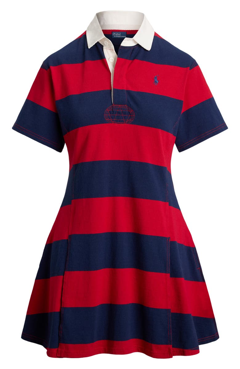 Polo Ralph Lauren Short Sleeve Stripe Cotton Rugby Dress, Alternate, color, 