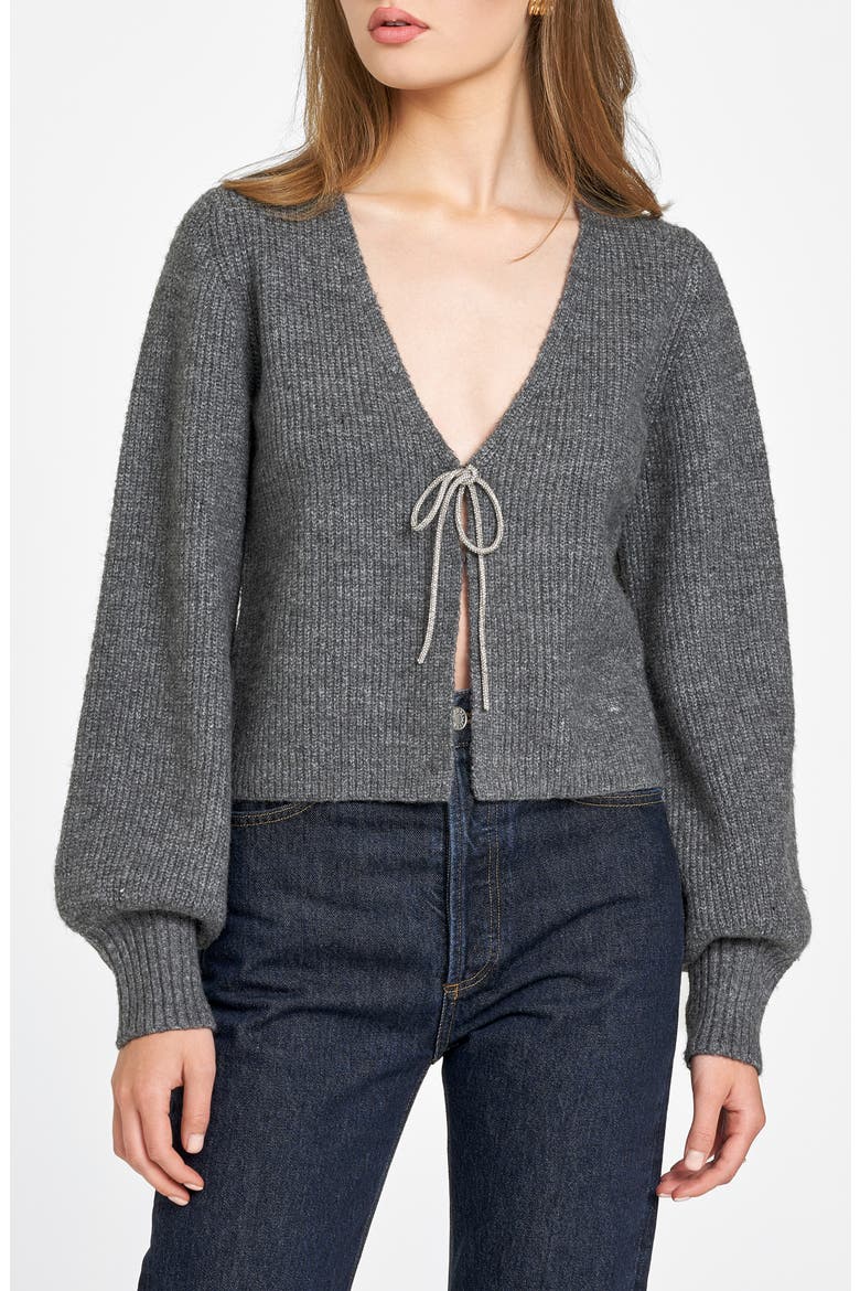Lila Crystal Tie Cardigan, Main, color, DK HEATHER