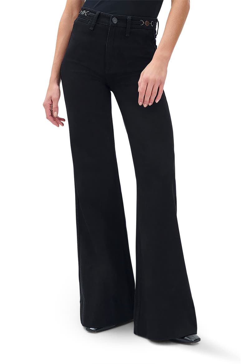 Skylar High Waist Flare Trouser Jeans, Main, color, BLACK