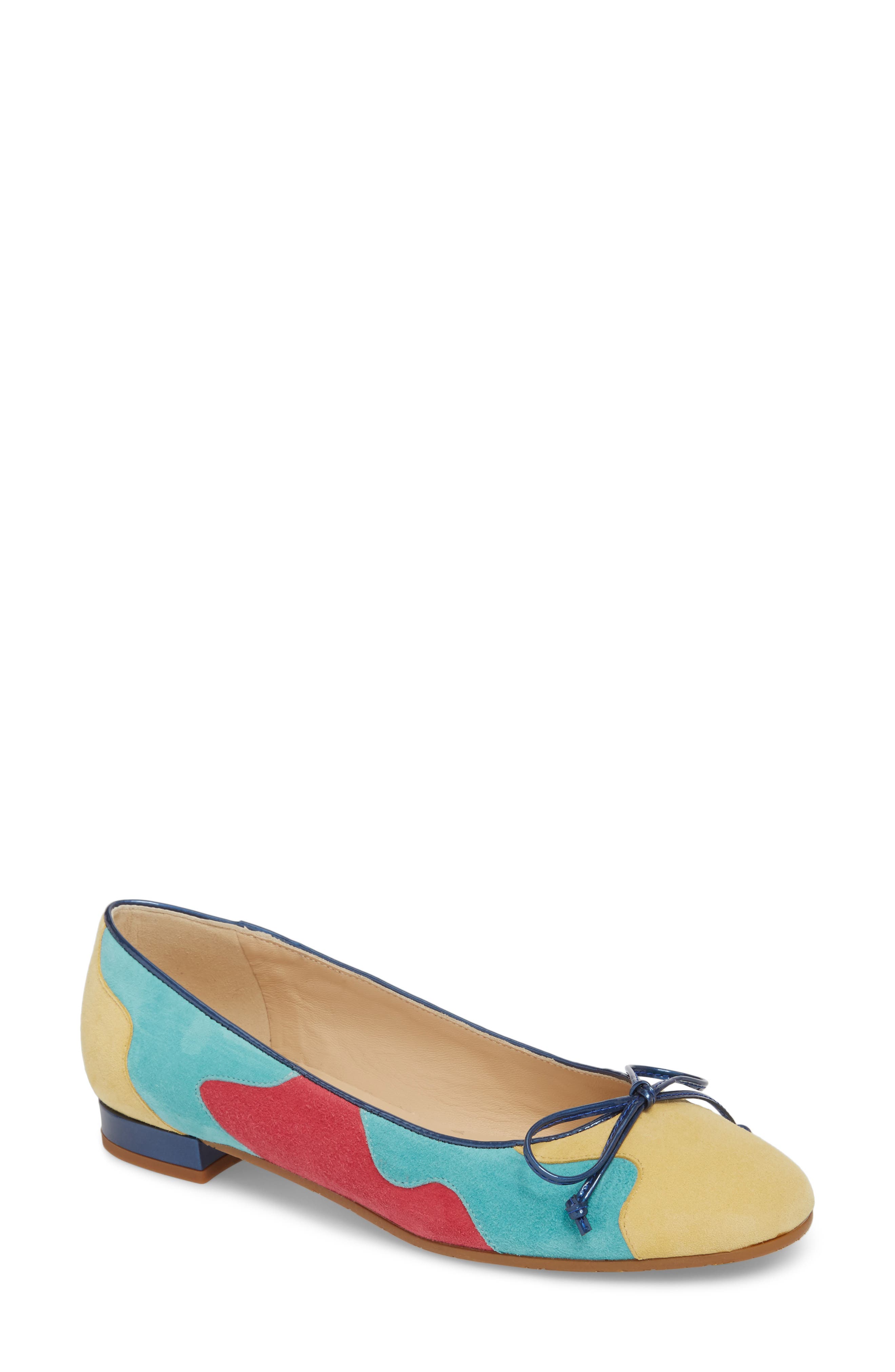 Ginevra Flat, Main, color, MANGO/ TURQUOISE SUEDE