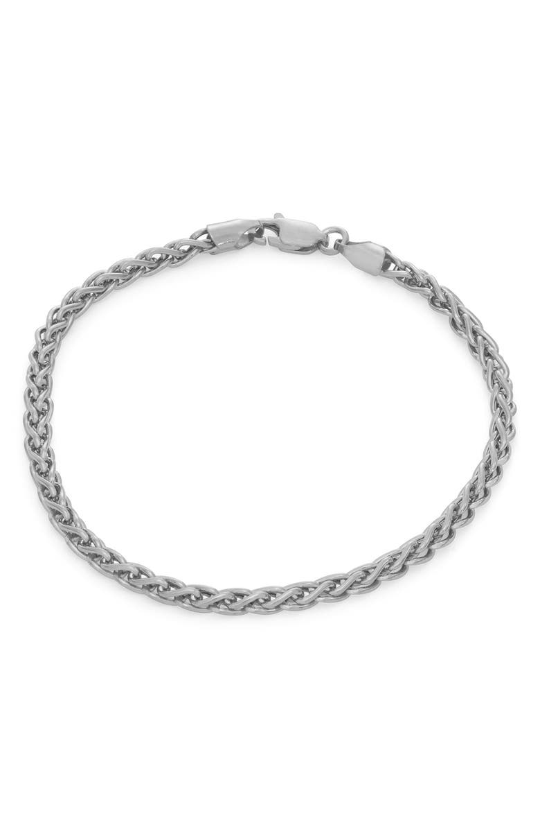 FZN Sterling Silver Men's Wheat Chain Bracelet, Alternate, color, 