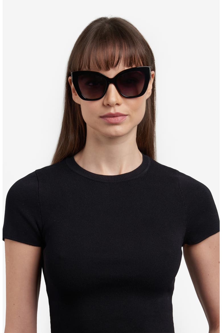 54mm Cat Eye Sunglasses, Alternate, color, BLACK